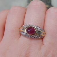 Cabochon ruby and diamond ring