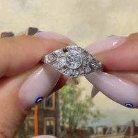 Platinum Art Deco ring with old cut diamonds