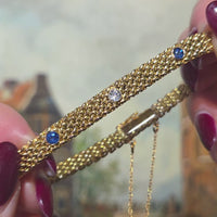 Vintage mesh sapphires and diamond bracelet