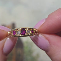 Edwardian ruby and old cut diamond ring from 1913