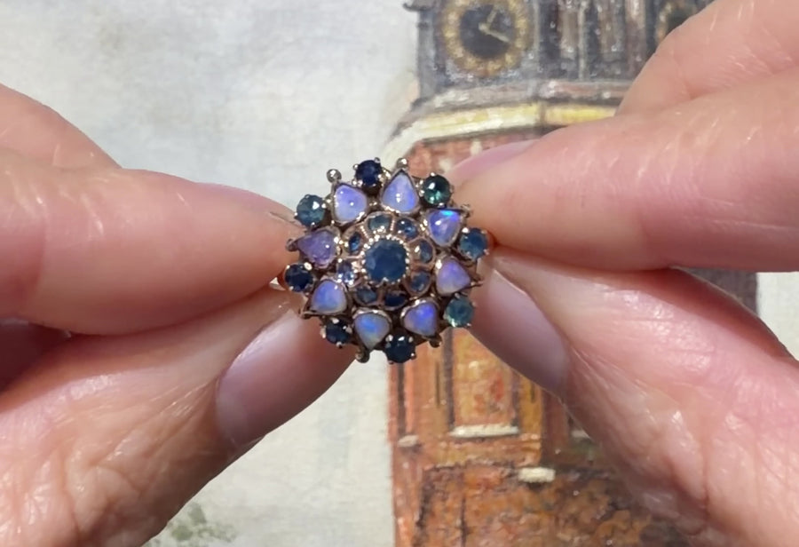 Vintage sapphire and moonstone turban ring