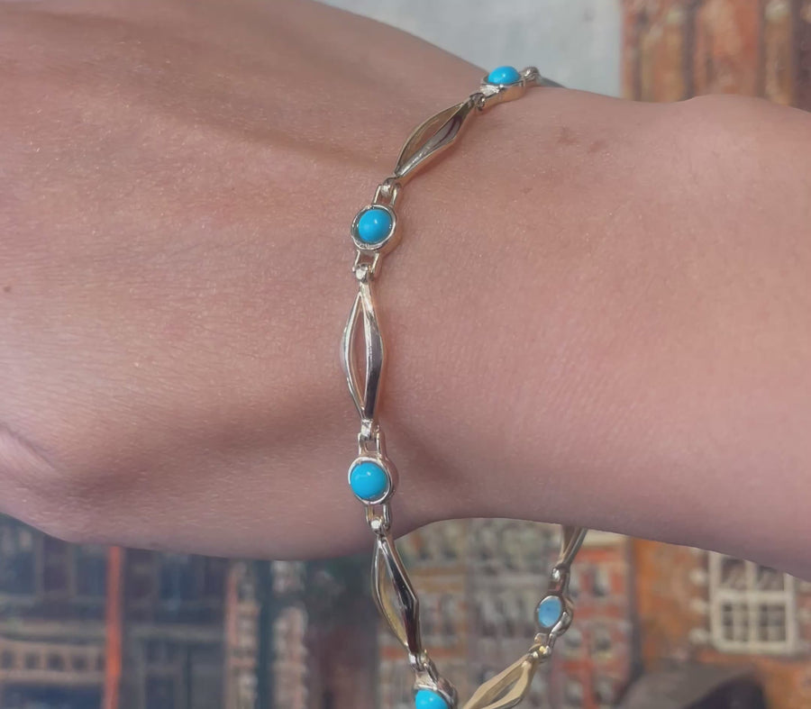 Turquoise bracelet in 14 carat gold