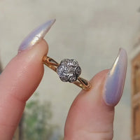 Edwardian 18 carat gold diamond flower cluster ring