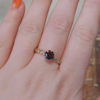 Dark brown diamond ring with brilliant cuts in 14 carat gold