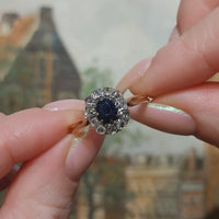 Sapphire and rose diamond cluster ring