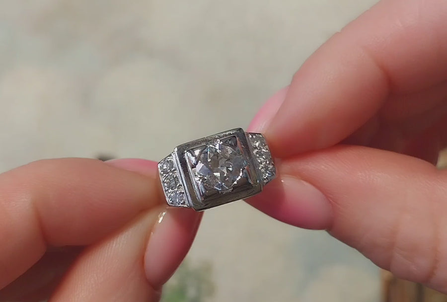 Vintage Old European cut and single cut diamond ring in white gold