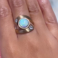 Opal and diamond ring in 14 carat matt gold