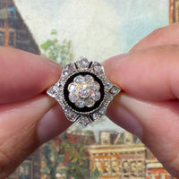 Antique onyx and diamond ring