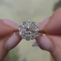 Old cut diamond cluster ring in white gold