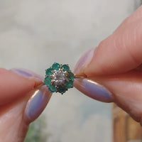 Emerald and diamond ring in platinum and gold