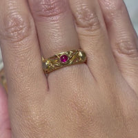 Gold filigree band with semi preciuous cabochon stones