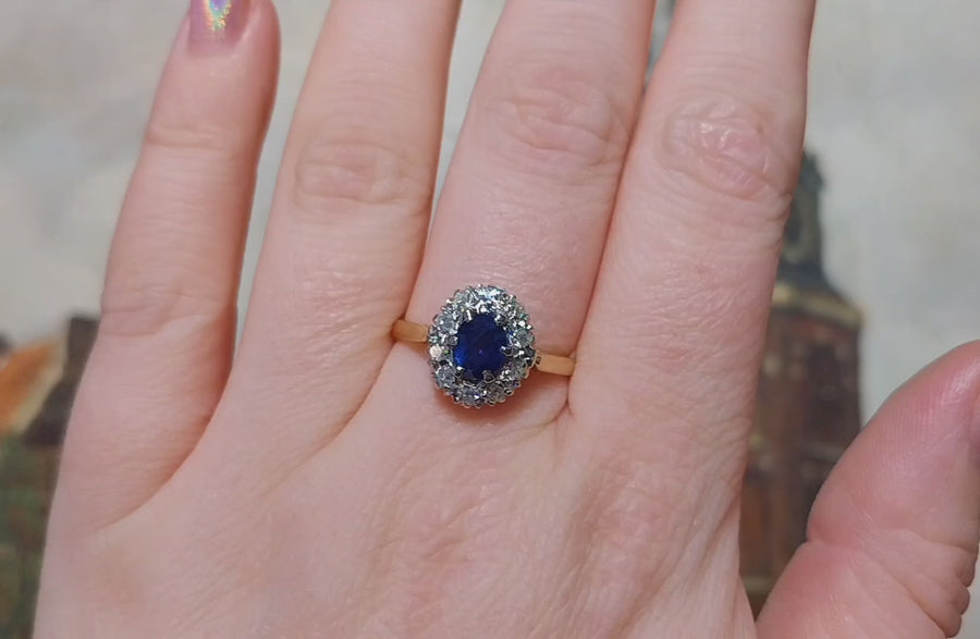 Vintage ceylon sapphire and diamond ring