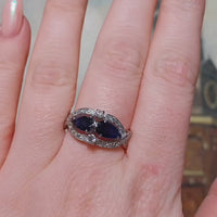 Sapphire and diamond ring in 18 carat white gold