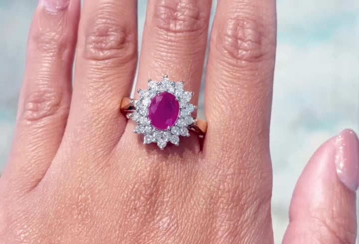 Ruby and diamond ring in 18 carat gold