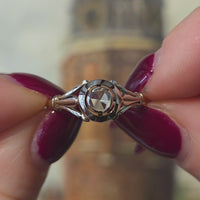 Rose diamond 18 carat white and yellow gold ring