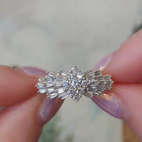 Vintage baguette and brilliant cut diamond ring