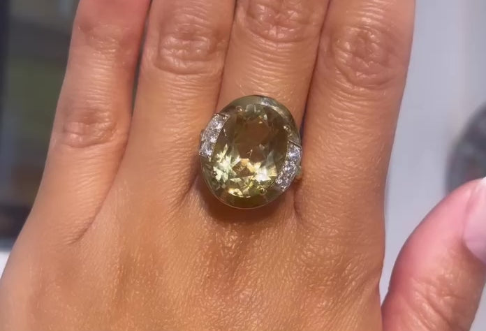 Citrine and diamond ring in 14 carat gold