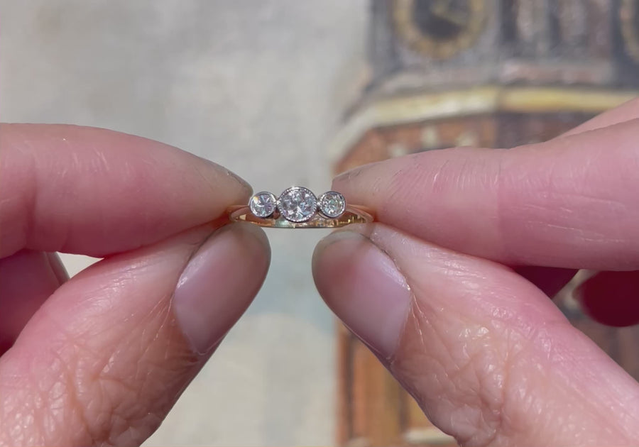 Vintage three stone diamond ring