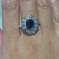 White gold sapphire and diamond ring