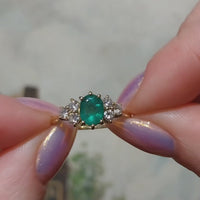 Emerald and diamond ring in 18 carat gold