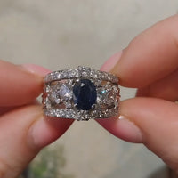 14 carat white gold sapphire and diamond ring