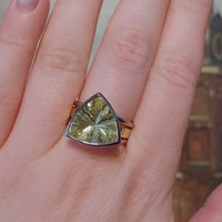 lemon quartz ring in white and yellow gold