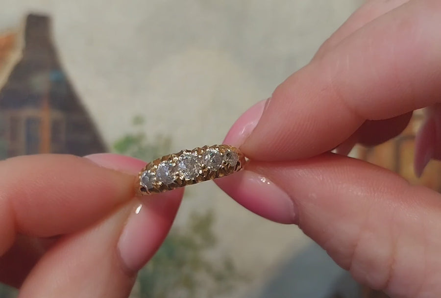 Victorian 18 carat gold old cut diamond ring from 1899