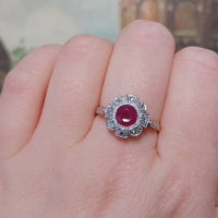 Vintage ruby and diamond ring in platinum and gold