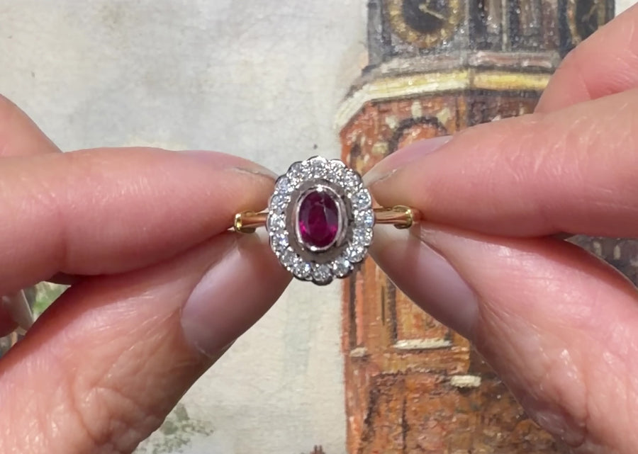 Vintage ruby and diamond ring