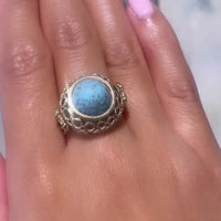 Cabochon turquoise ring in 14 carat yellow gold