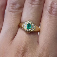 Emerald and diamond ring in 18 carat gold