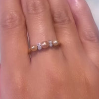 Vintage beige pearl and diamond ring