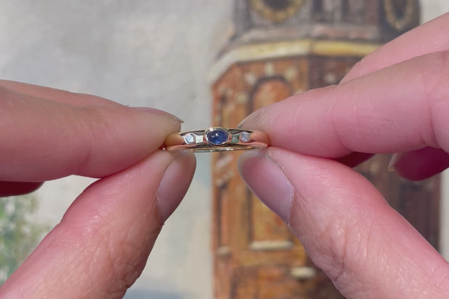 Cabochon sapphire and diamond ring