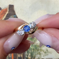 Victorian sapphire and old cut diamond swirl ring