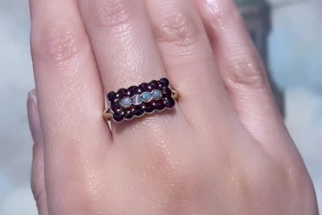 Vintage garnet and opal ring