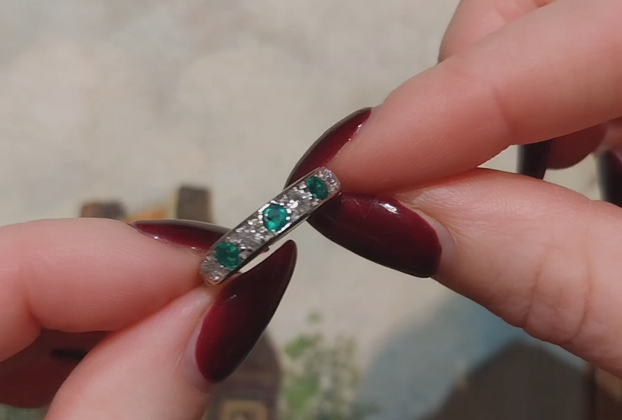 Vintage emerald and diamond ring