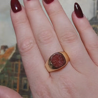 Vintage carnelian intaglio signet ring