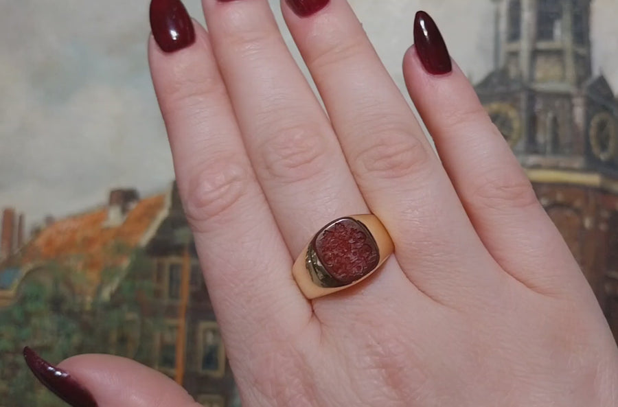 Vintage carnelian intaglio signet ring