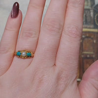 Victorian turquoise and pearl ring in 18 carat gold