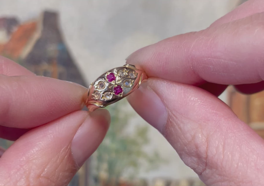 Victorian ruby and diamond ring in 18 carat gold