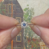 Edwardian rose diamond and sapphire cluster ring