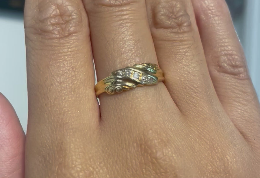 Five stone old cut diamond ring from 1900