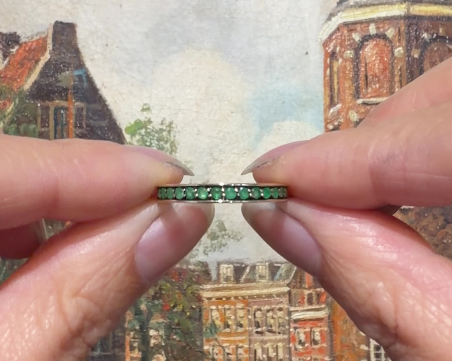 Emerald half eternity band