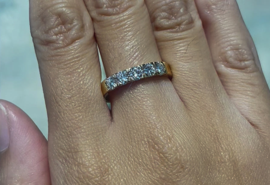 Five stone diamond row ring