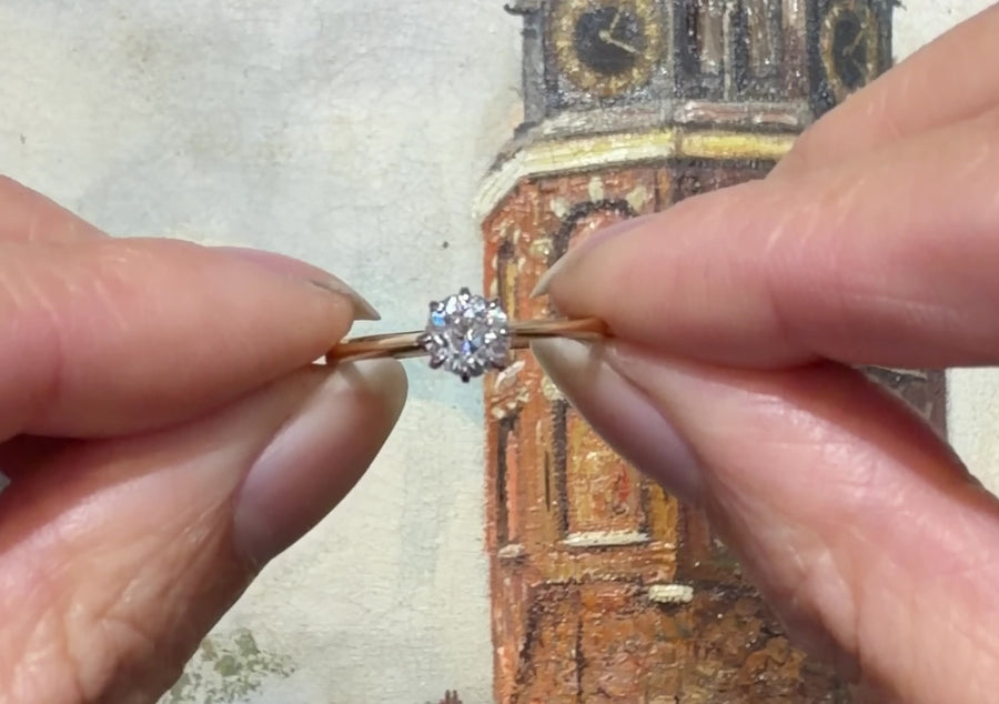 Edwardian old cut diamond solitaire ring