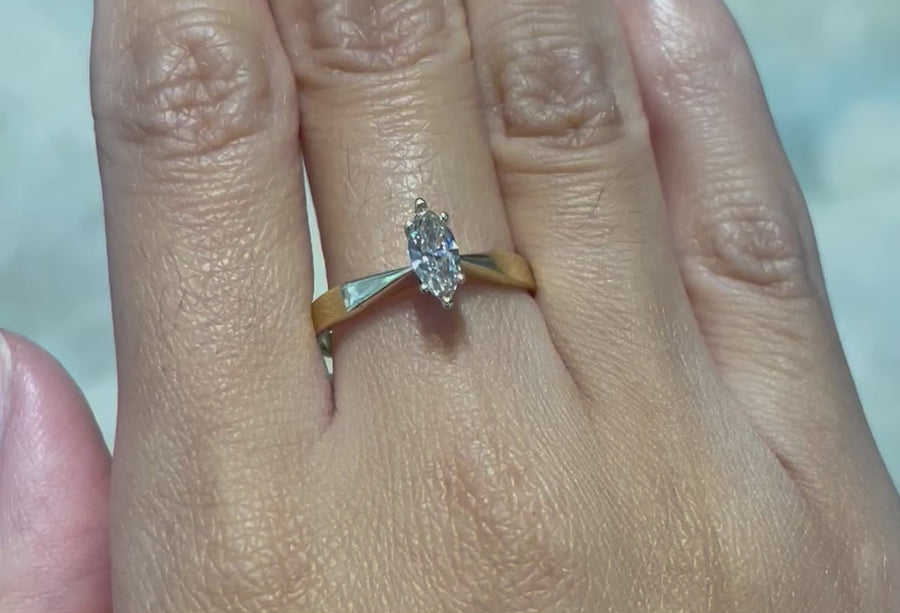 Vintage marquise diamond solitaire ring