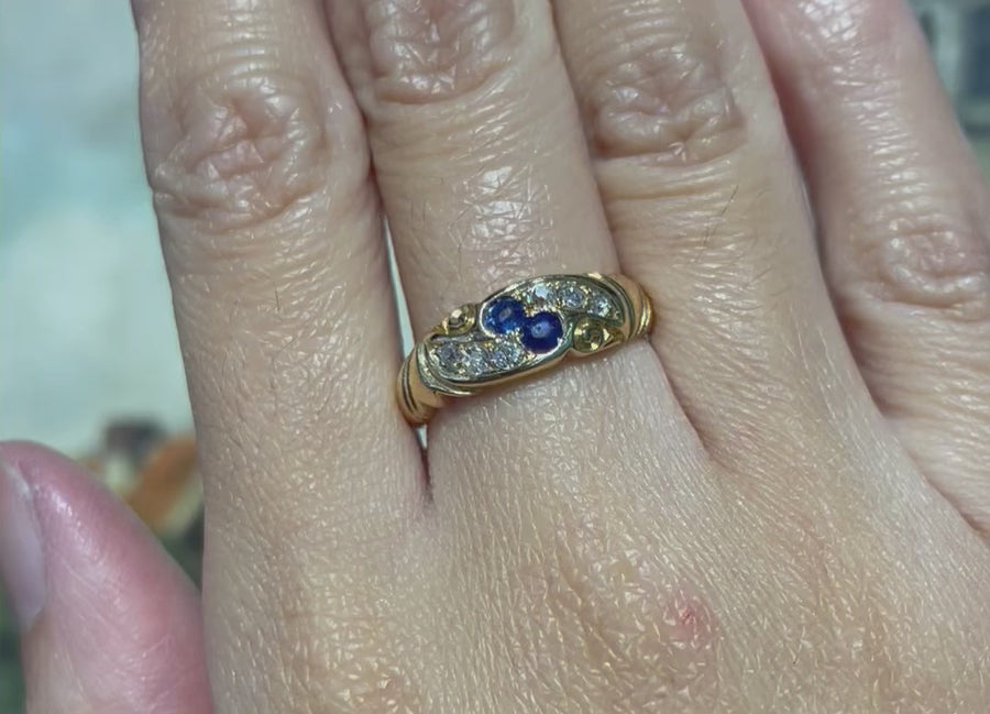 Victorian sapphire and diamond ring from 1896