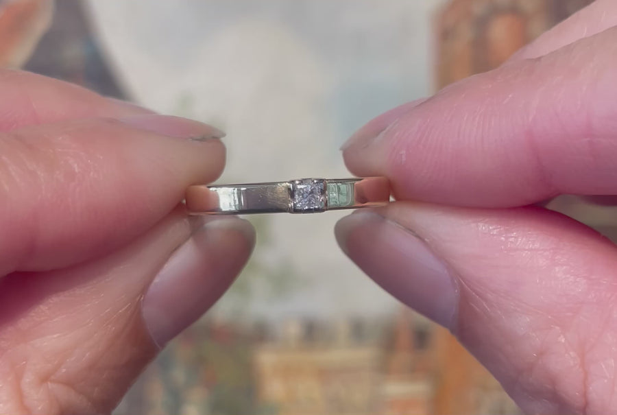 Princess cut diamond square shank ring