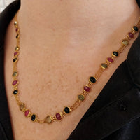 Multi gem collier in 18 carat gold-Necklaces-The Antique Ring Shop