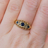 Edwardian sapphire and rose diamond ring from 1914-Antique rings-The Antique Ring Shop